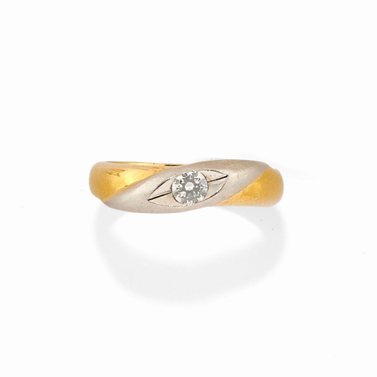 Due Fedi in Oro Giallo 18k, Platino e Diamanti