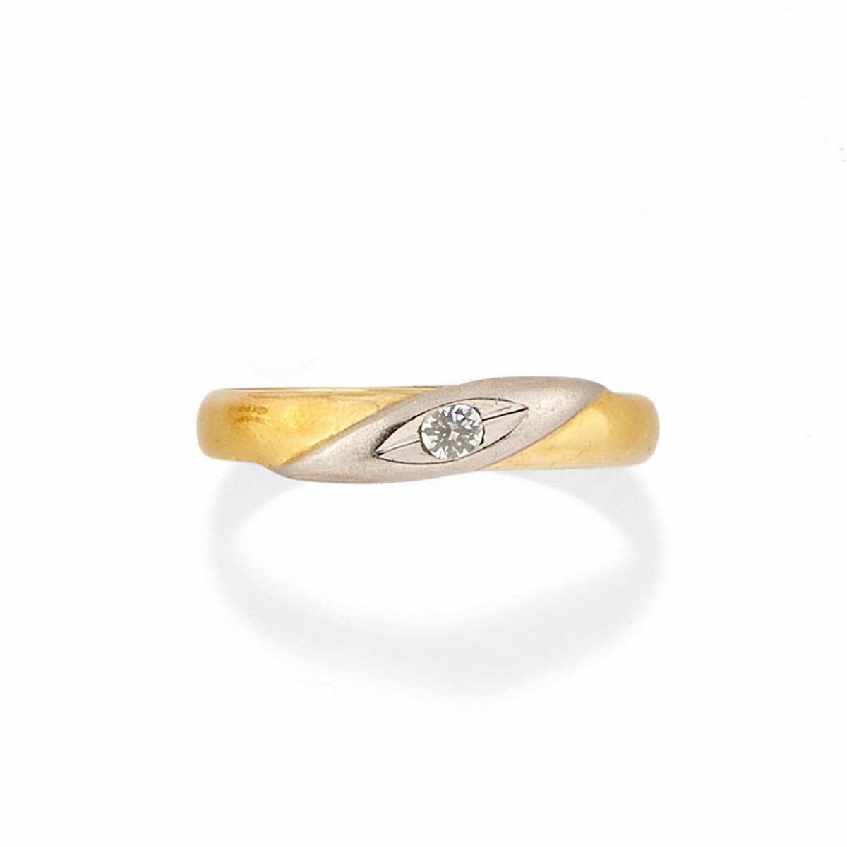Due Fedi in Oro Giallo 18k, Platino e Diamanti