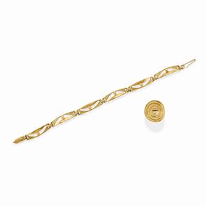  - Bracciale e anello in oro giallo 18k