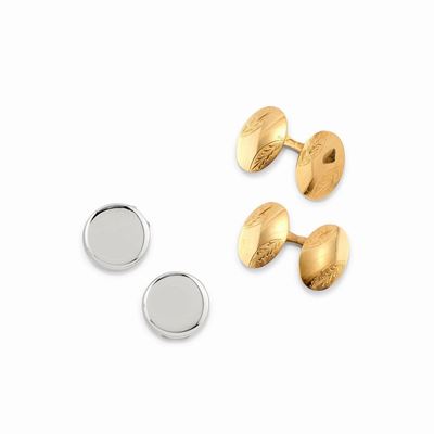 Coppia di Polsini e Copribottoni in Oro Bicolore 18k