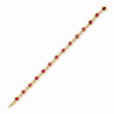 Bracciale in Oro Giallo 18k, Rubini e Diamanti