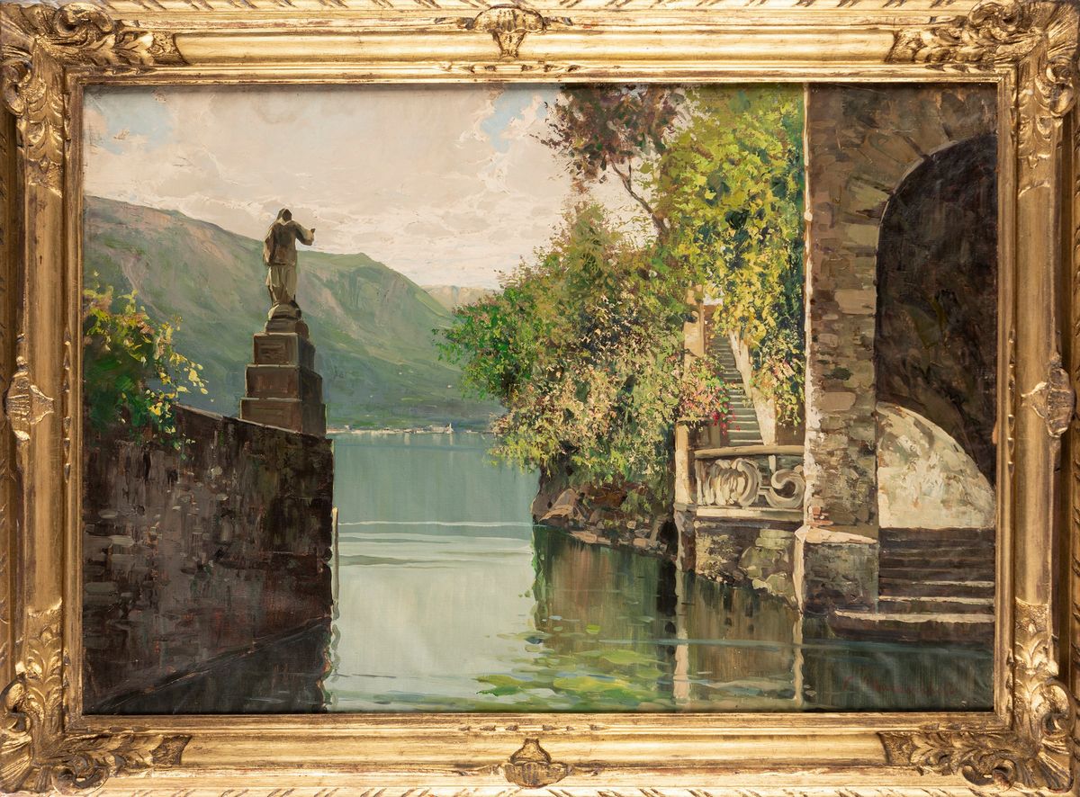 Scuola Lombarda, Fine XIX Secolo - Inizio XX Secolo - Scorcio della Villa Balbianello sul Lago di...