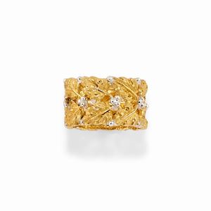 Anello in oro bicolore 18k e diamanti