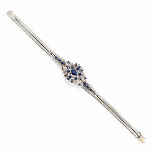 - Bracciale in oro bianco 18k, diamanti e zaffiri