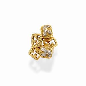  - Anello in oro bicolore 18k e diamanti