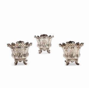  - Three silver pot holder, Italy 20th Century, defects