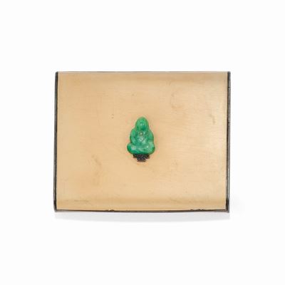 Scatola e Portacipria in Argento Dorato, Lacca, Giadeite e Marcassite