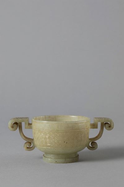 Coppa in giada celadon, Cina, fine XIX secolo