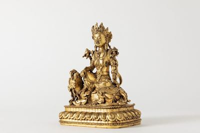 Scultura di Manjushri, bronzo dorato, Tibet, XVIII secolo