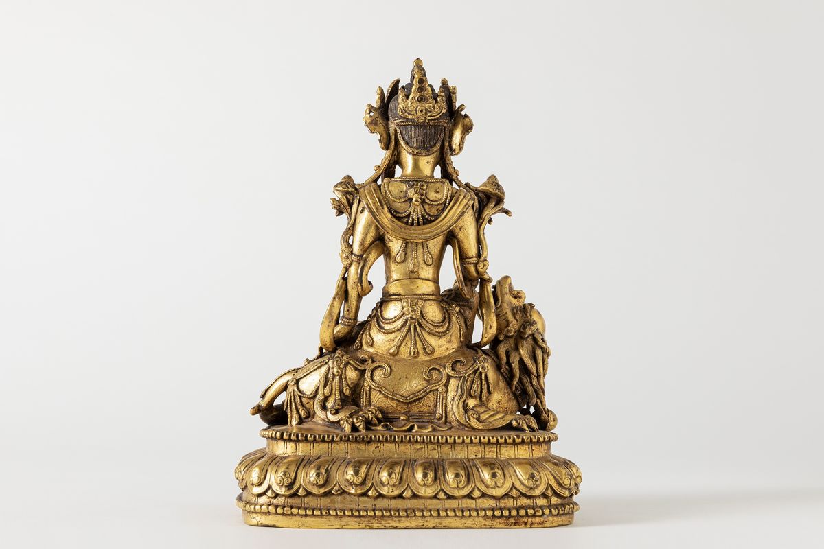 Scultura di Manjushri, bronzo dorato, Tibet, XVIII secolo