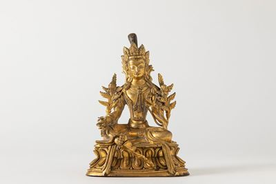Scultura in bronzo dorato raffigurante Tara verde, Tibet, XIX secolo