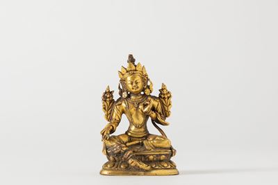 Scultura in bronzo dorato raffigurante Tara Verde, Tibet, XIX secolo