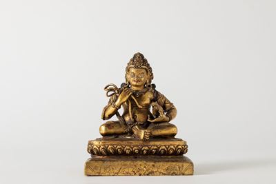 Scultura in bronzo dorato raffigurante Jambhala, Tibet, XVIII secolo