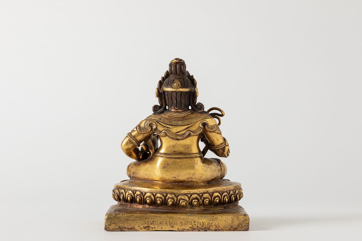 Scultura in bronzo dorato raffigurante Jambhala, Tibet, XVIII secolo