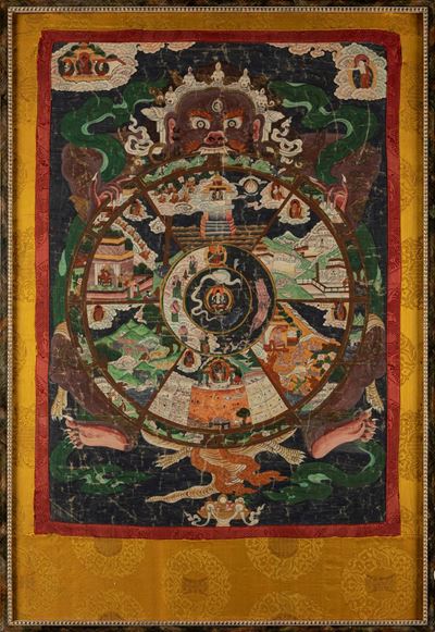 Thangka, ruota della vita, Tibet, XIX secolo