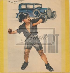 Brochure Fiat Balilla with price list, folded poster  