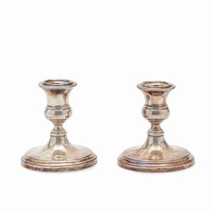  - Two silver candlestick, Italy, 20th century