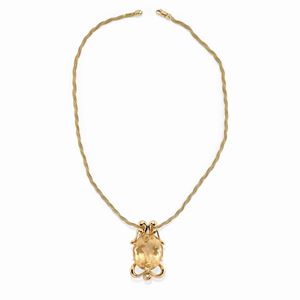  - Collana oro giallo 18k e quarzo citrino