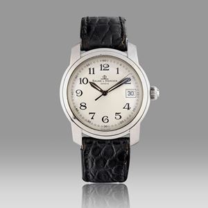 A stainless steel wristwatch, Baume & Mercier, with box and warranty