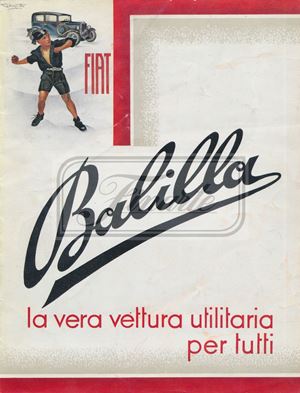 Brochure Fiat Balilla la vera vettura utilitaria per tutti, apribile poster 