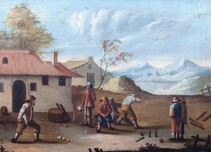 Paesaggio con giocatori di birilli