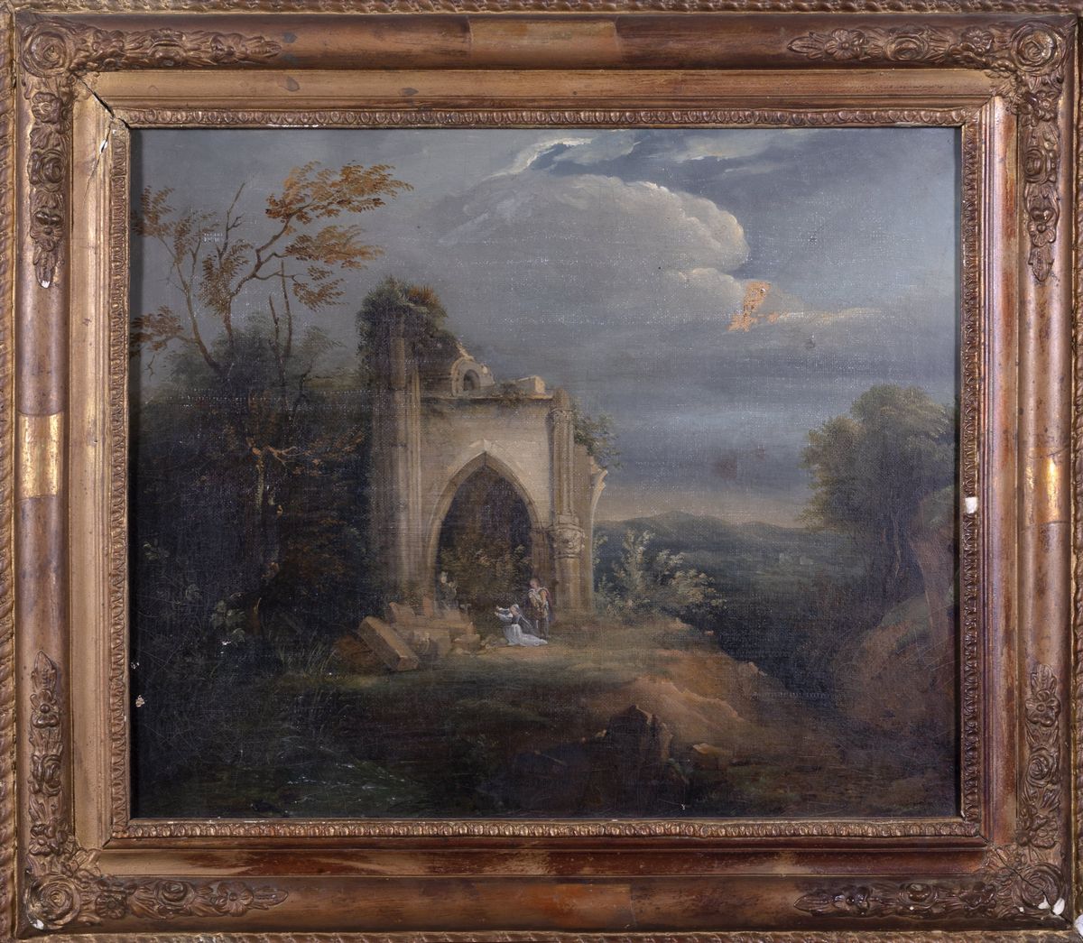 Scuola Francese, Secolo XIX - Paesaggio con Rovine di Chiesa Gotica