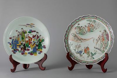 Piatto in porcellana, Cina, XVIII secolo e Piatto in porcellana bianca, Cina, XIX secolo