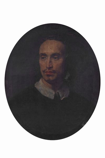 Ritratto di gentiluomo a mezzo busto, olio su tela originale in ovale