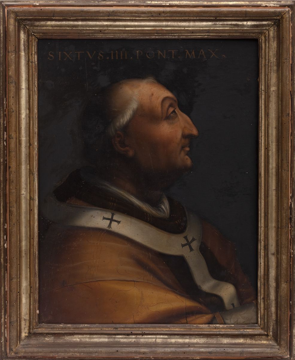Scuola Italiana, Secolo XIX - Ritratto di Papa Sisto IV, olio su tavola