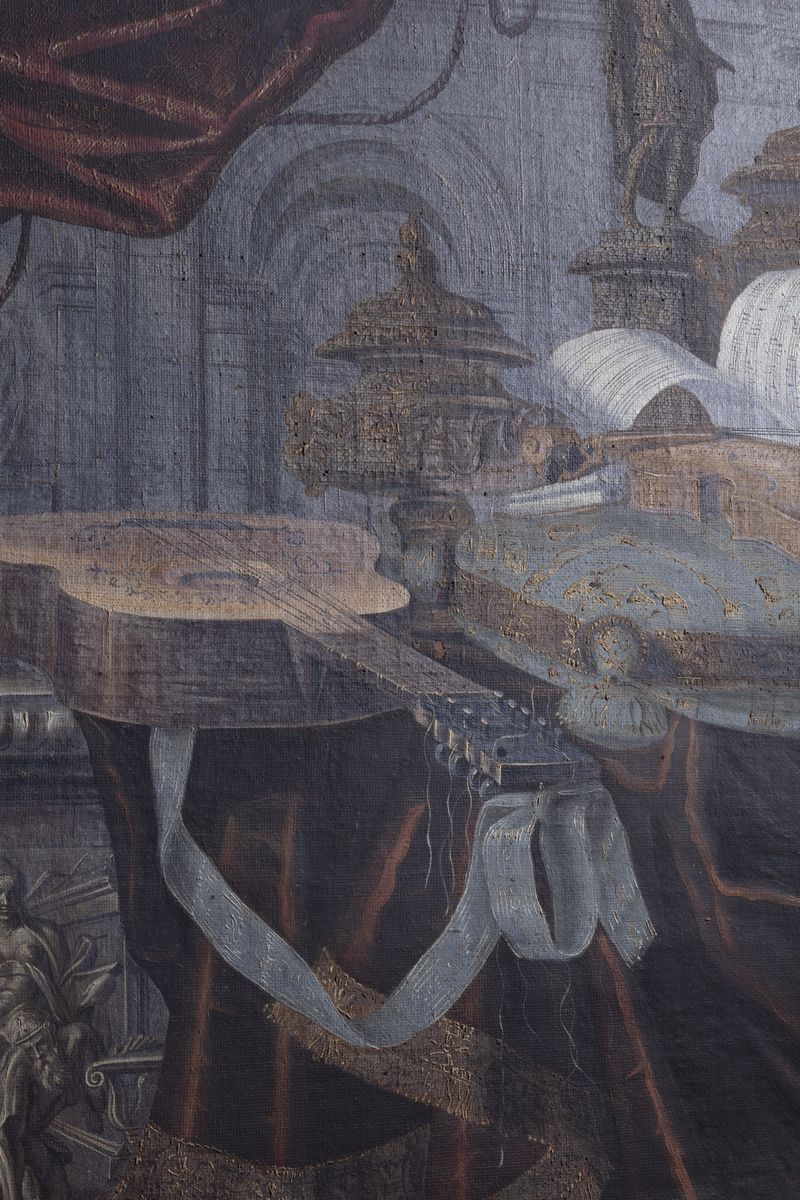 Carlo Manieri (attivo a Roma 1662 - 1700) - Autore non identificato, Natura morta con chitarra, v...