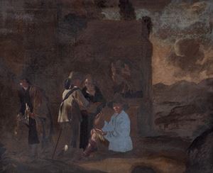 Commoners and wayfarers at a well