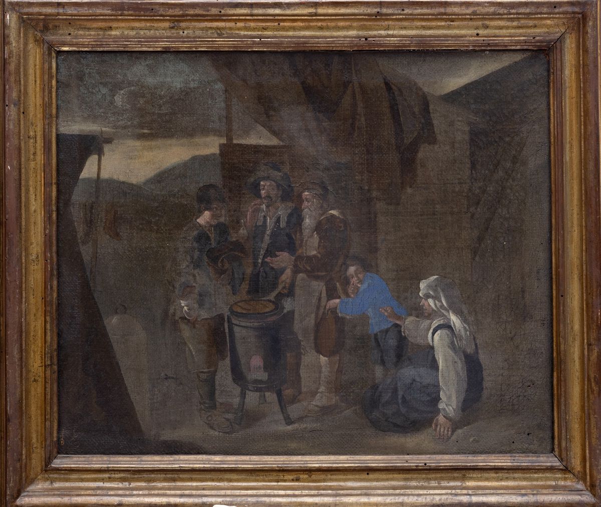 Attribuito a Johannes Lingelbach (francoforte sul Meno 1622 – Amsterdam 1674) - Venditore Ambulan...