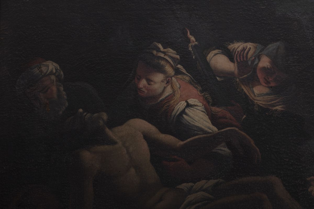 Scuola Veneta, Fine Secolo XVI - Scuola veneta, Deposizione di Cristo, olio su tela