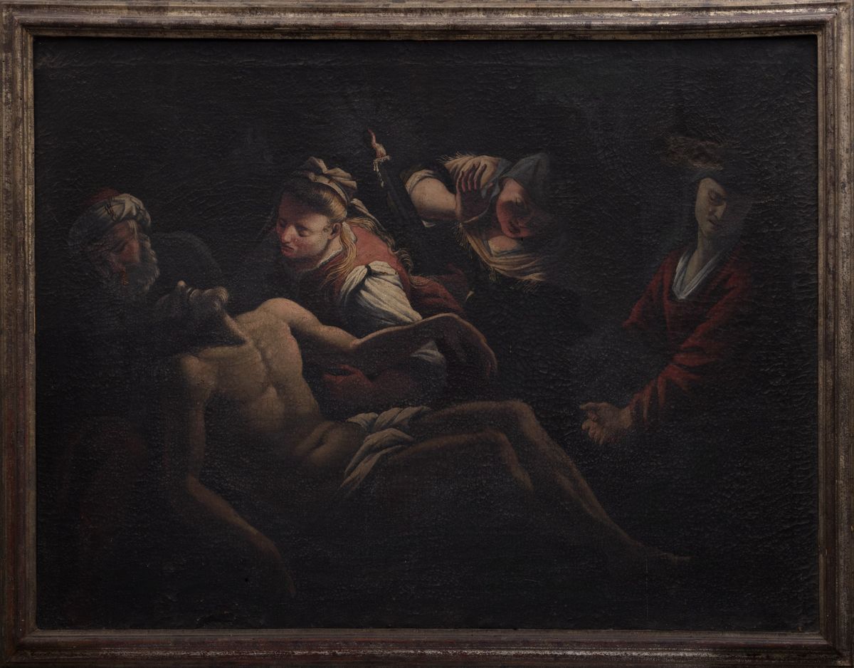 Scuola Veneta, Fine Secolo XVI - Scuola veneta, Deposizione di Cristo, olio su tela