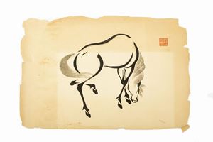 Disegno raffigurante cavallo, Cina secolo XX