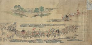 Two silk paintings with estensive landscapes, Japan 19th century