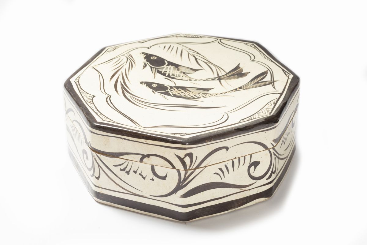 Antica Scatola Chizou Ottagonale in Ceramica, Cina
