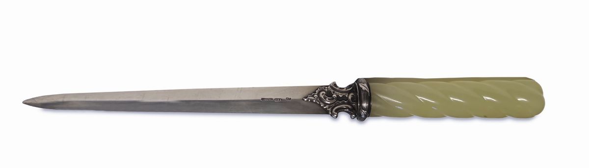 Karl Fabergé - Silver and bowenite letter opener, Russia, late