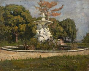 Giardino di una villa con fontana