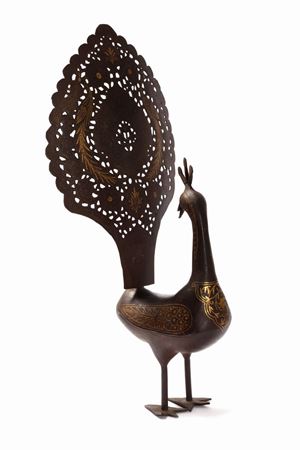Peacock in gold-damned iron, Persia Qajar 19th century