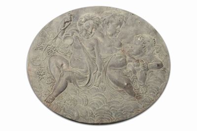 Grande Placca Ovale in Bronzo con Scena Bacchica, Fine Secolo XIX - Inizi Secolo XX