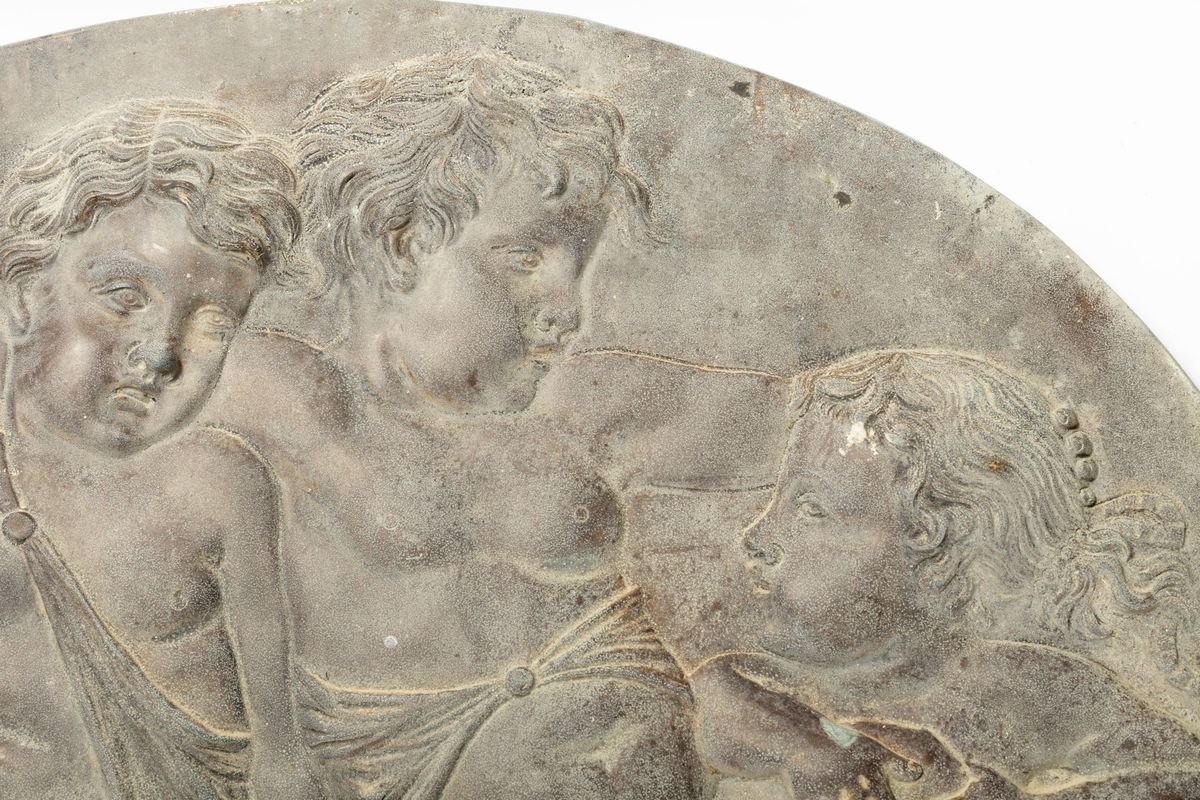 Grande Placca Ovale in Bronzo con Scena Bacchica, Fine Secolo XIX - Inizi Secolo XX