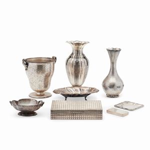 Otto oggetti in argento, Italia, XX secolo