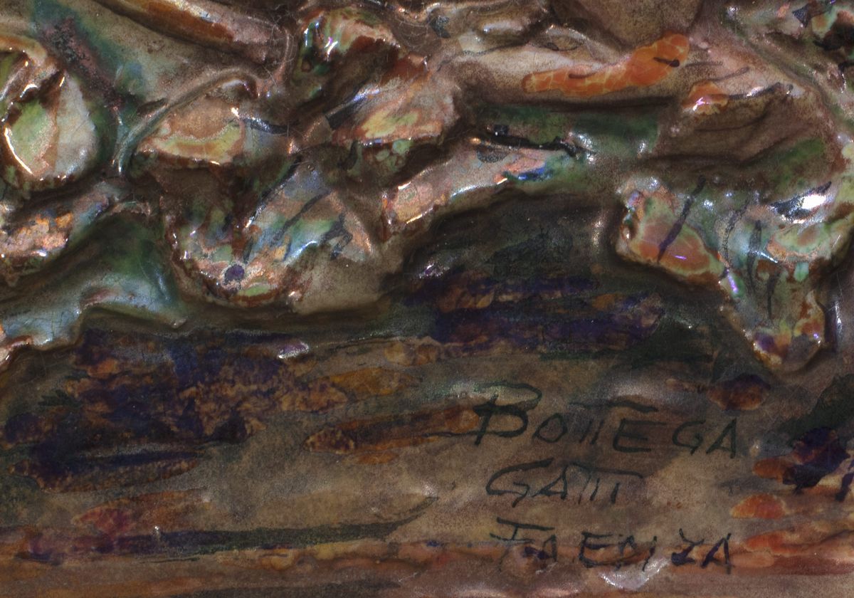 Formella in Ceramica a Lustro Gatti, Faenza, Secolo XX