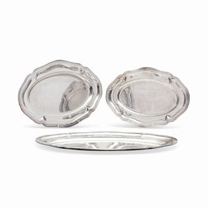 Three silver trays, Italy, Ricci Alessandria, 20th century