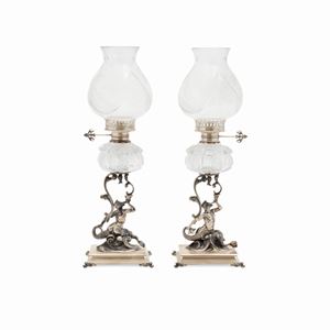 Two silver and crystal lights, Faraone, Italy, 20th century