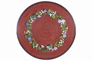 Piano di tavolo circolare in micromosaico con decoro floreale, fine secolo XIX