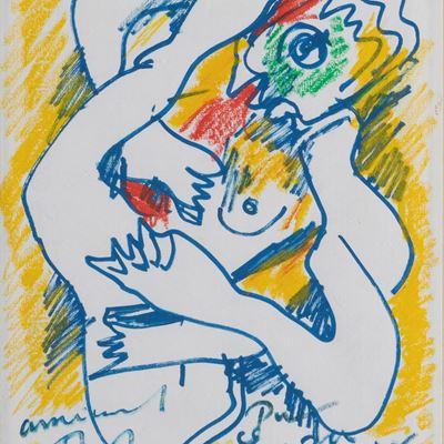 Senza titolo, tempera e pastello su carta