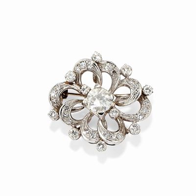 Spilla-pendente in Oro Bianco 18k e Diamanti