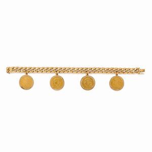  - Bracciale in oro giallo 18k e monete